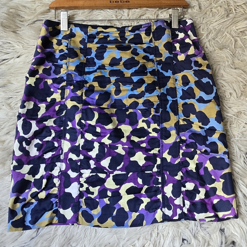 Nanette Lepore Purple and Blue Floral Mini Skirt Size 8